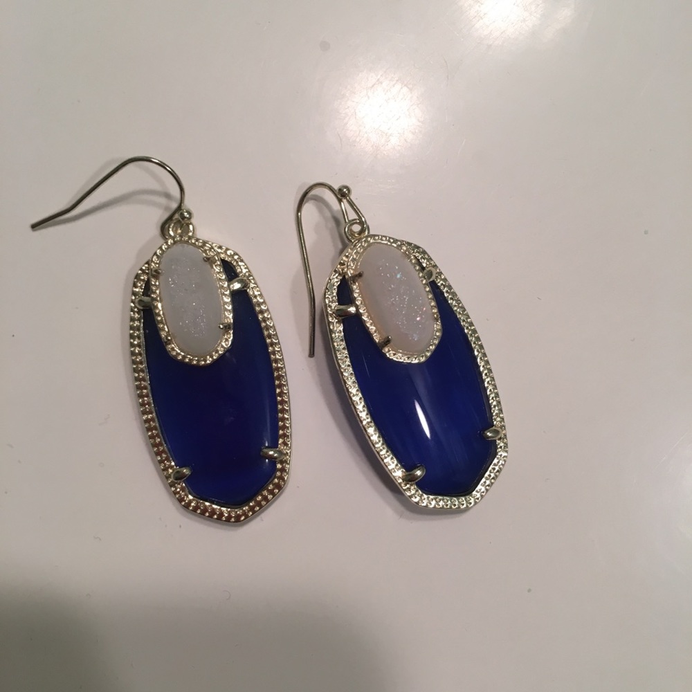Kendra Scott Danielle blue earrings w white drusy